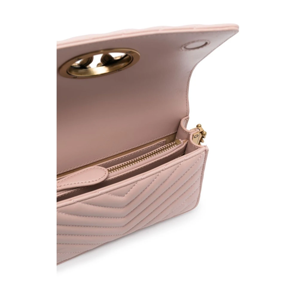 pinko Matelassé Schoudertas met Goudkleurige Hardware Pink Dames