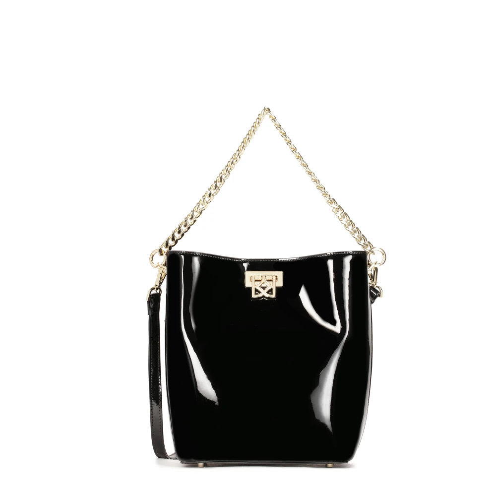Kazar Gelakte handtas met ketting en scharnierende sluiting Black Dames