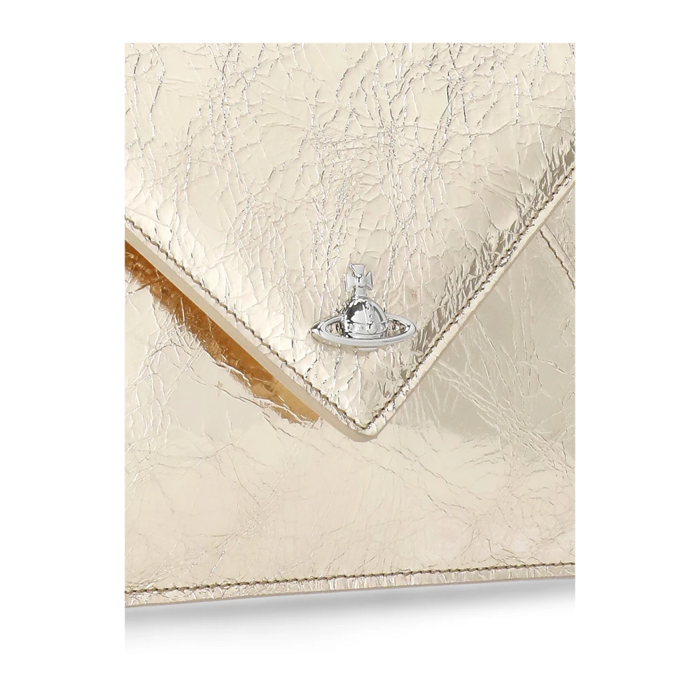 Vivienne Westwood Gouden leren clutch met Orb-logo Yellow Dames