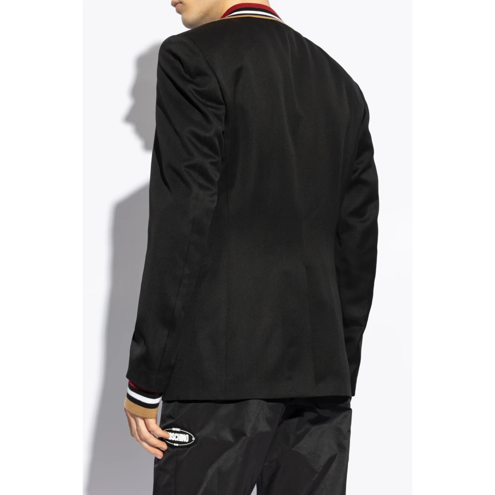 Moschino Blazer met open revers Black Heren