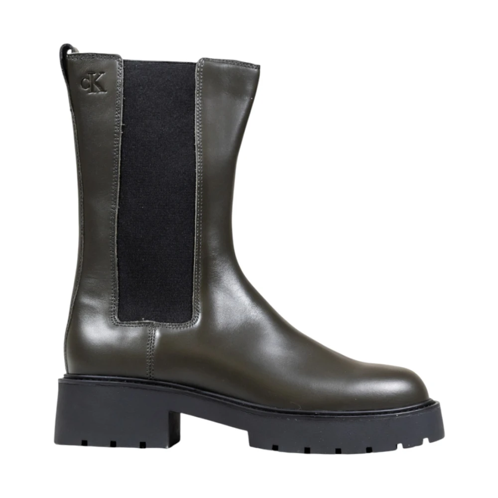 Calvin Klein Jeans Women's Gray Chelsea Boots, 3 Uk, Chunky High Chelsea Boots