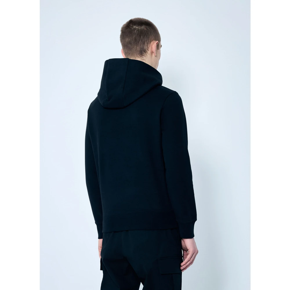 Moncler Cotton Fleece Logo Patch Hoodie Black Heren