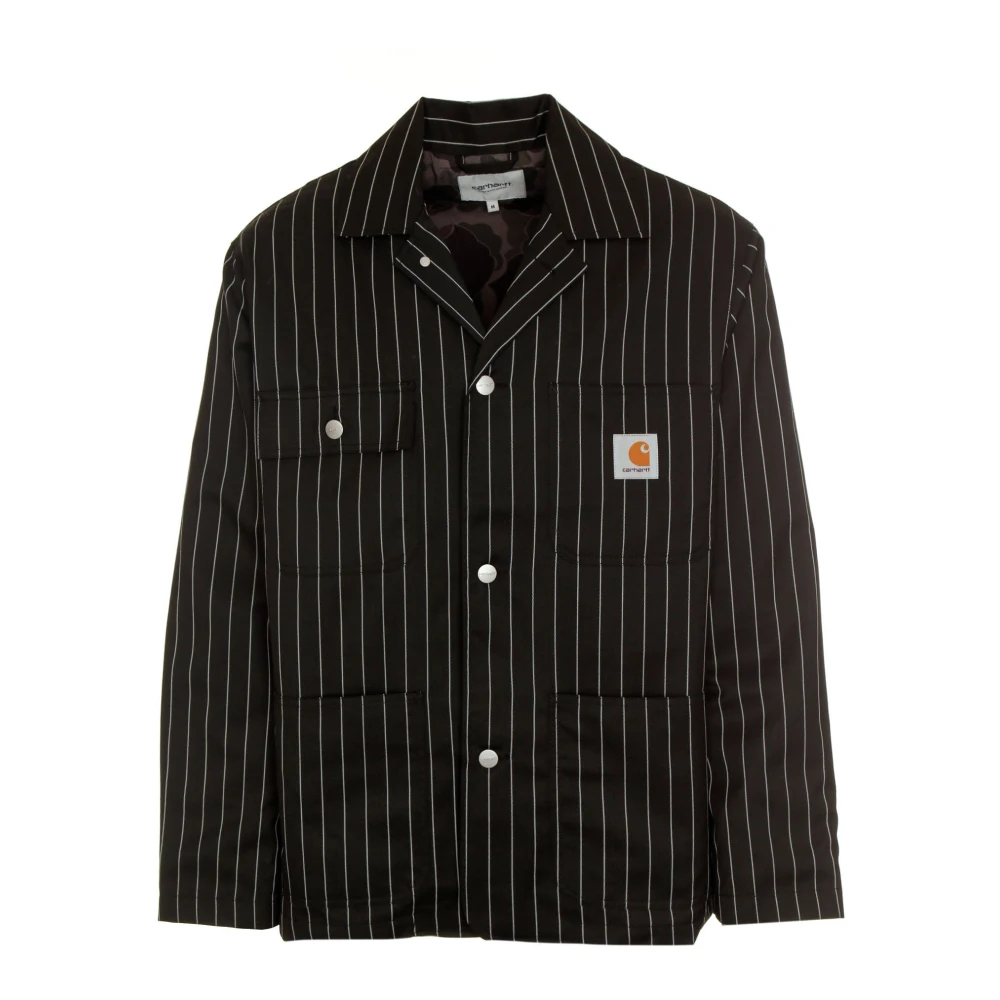 Carhartt WIP Gestreepte Blazer met Klassieke Kraag Black Heren