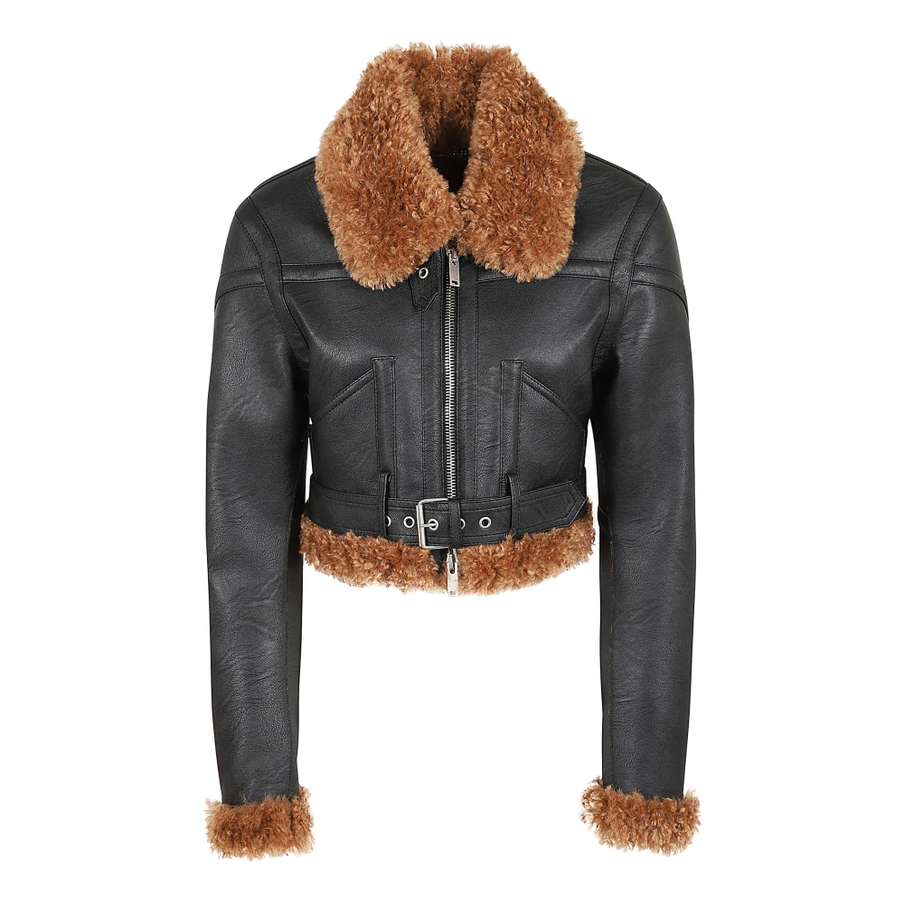 Stella Mccartney Zwarte Bikerjas met Teddy Detail Black Dames