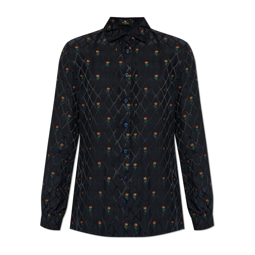 ETRO Bloemenprint overhemd Blue Dames