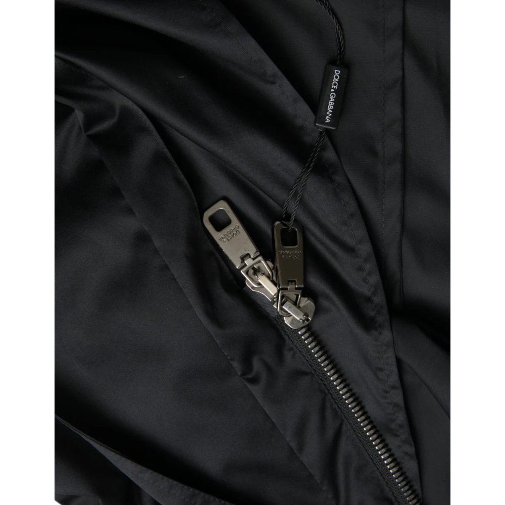 Dolce & Gabbana Zwarte Windbreaker Jas met Capuchon Black Heren