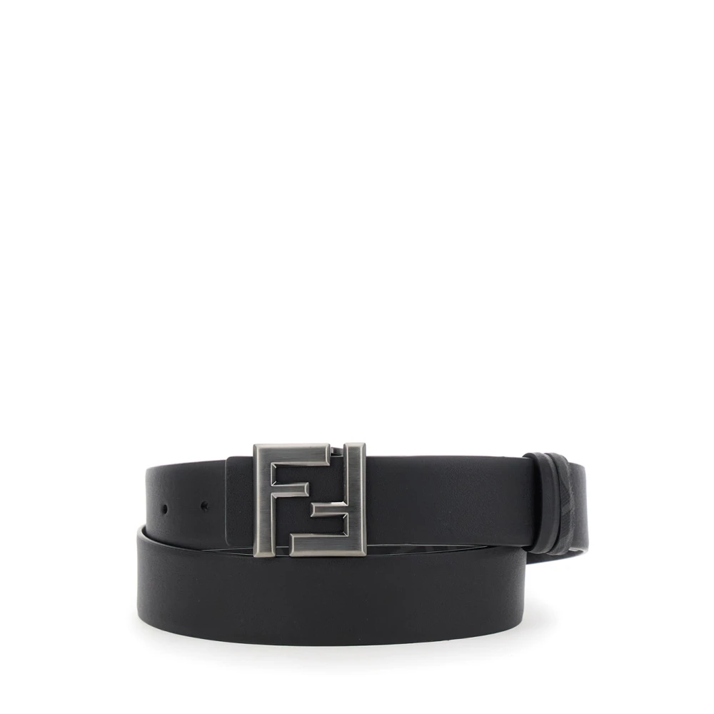 Fendi Men's Black Squared Ff Reversible Belt - Belts - 95 Cm - Accessories