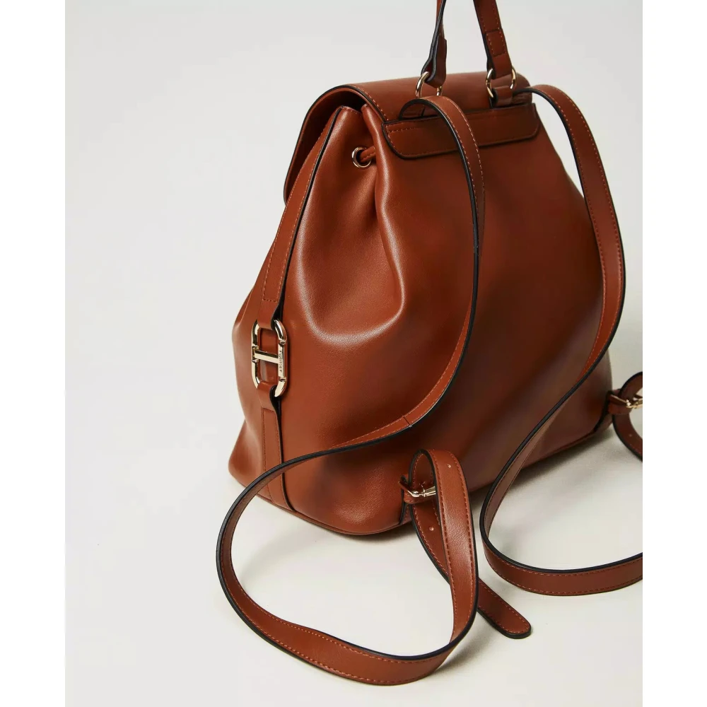 Twinset Ovale Gesp Rugzak Brown Dames