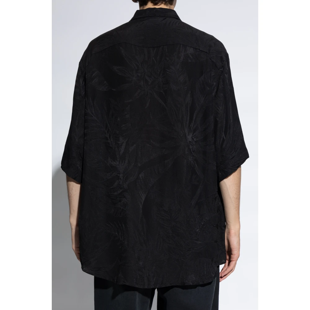 Balenciaga Zijden overhemd met zak Black Heren