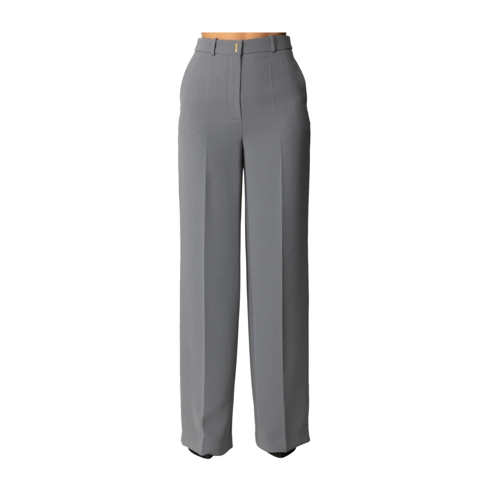 Elisabetta Franchi Grijze Palazzo Broek Rechte Pijp Gray Dames