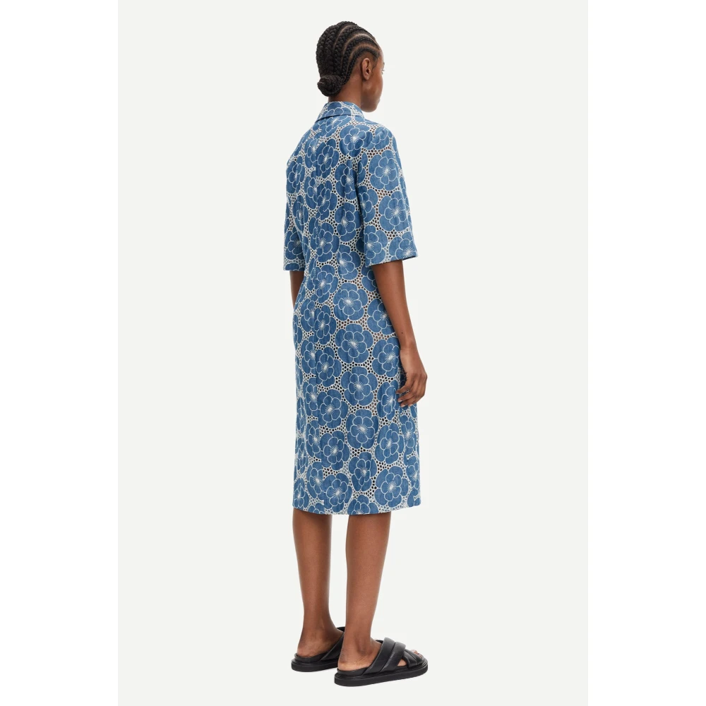 Samsøe Bloemenprint Midi Jurk Blue Dames