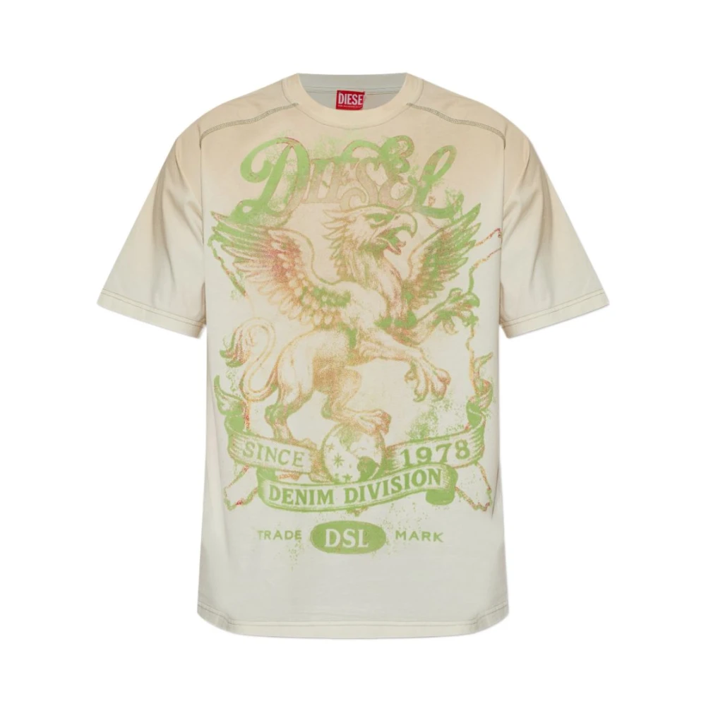 Diesel Herr Grön Toppar Xl, Bomull, T-Griffo T-Shirt