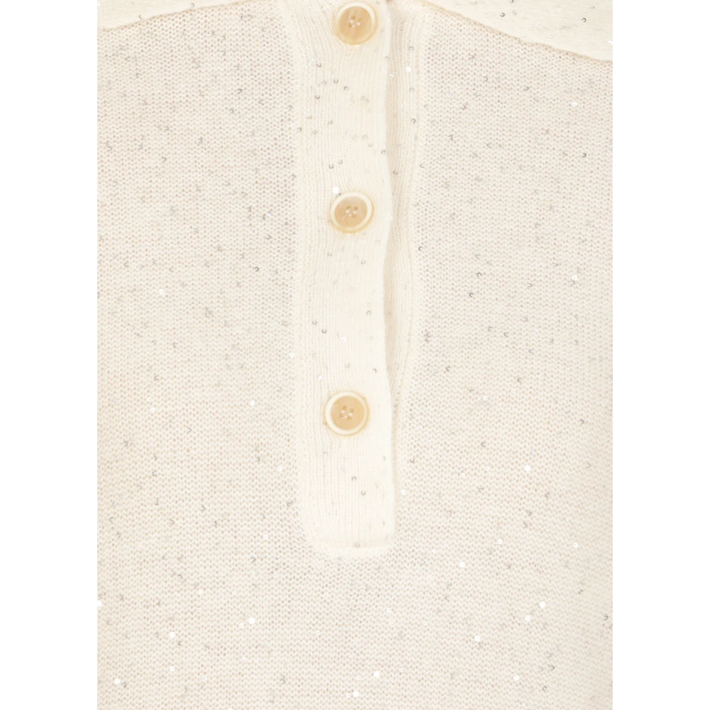 Fabiana Filippi Ivoor Wollen Trui met Pailletten Beige Dames