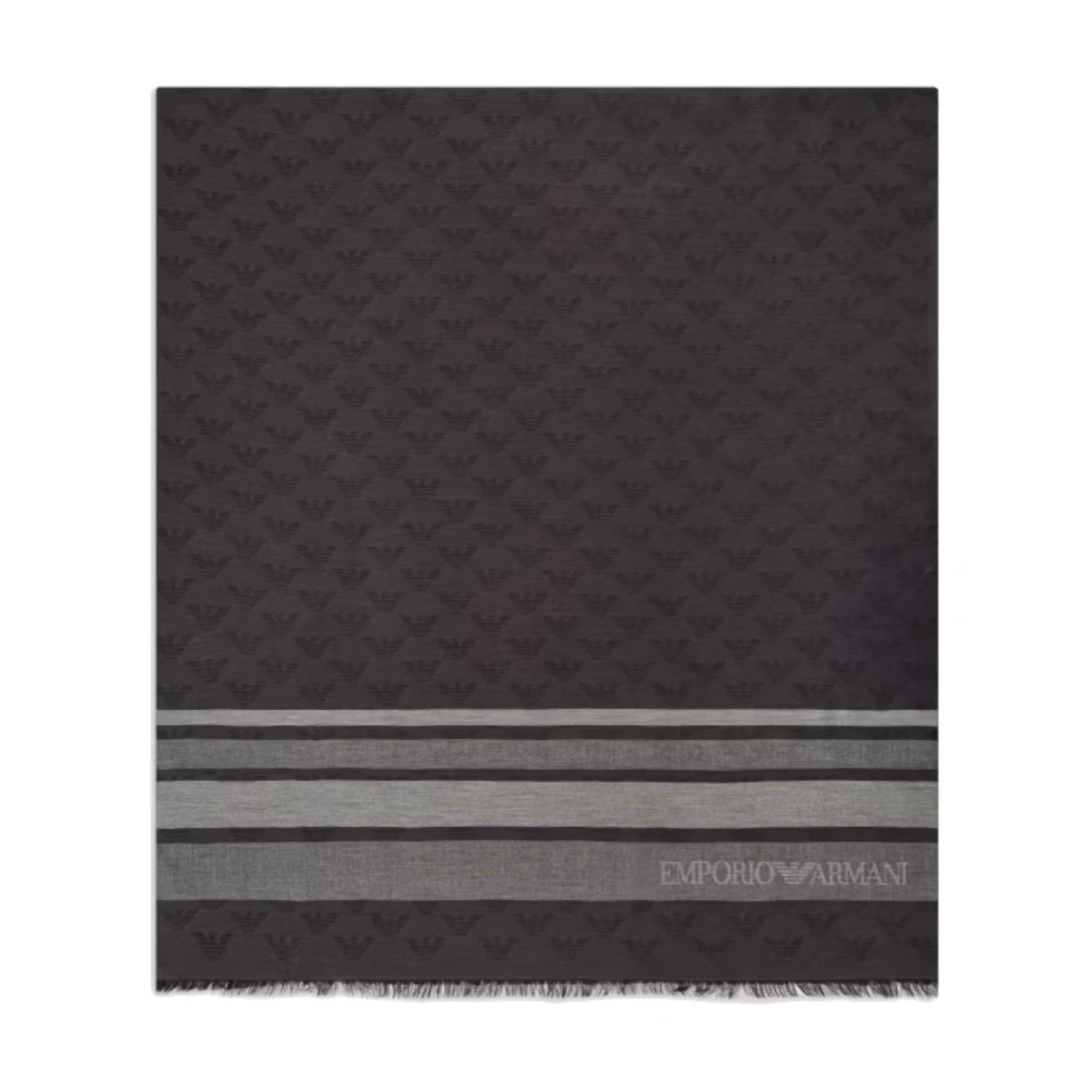 Emporio Armani Grijze Modal Jacquard Eagle Stola Gray Heren