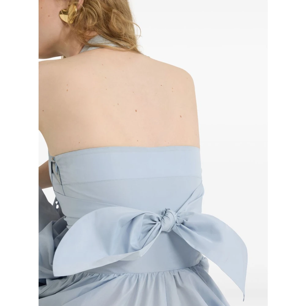 Patou Blauwe Strik Detail Geplooide Jurk Blue Dames