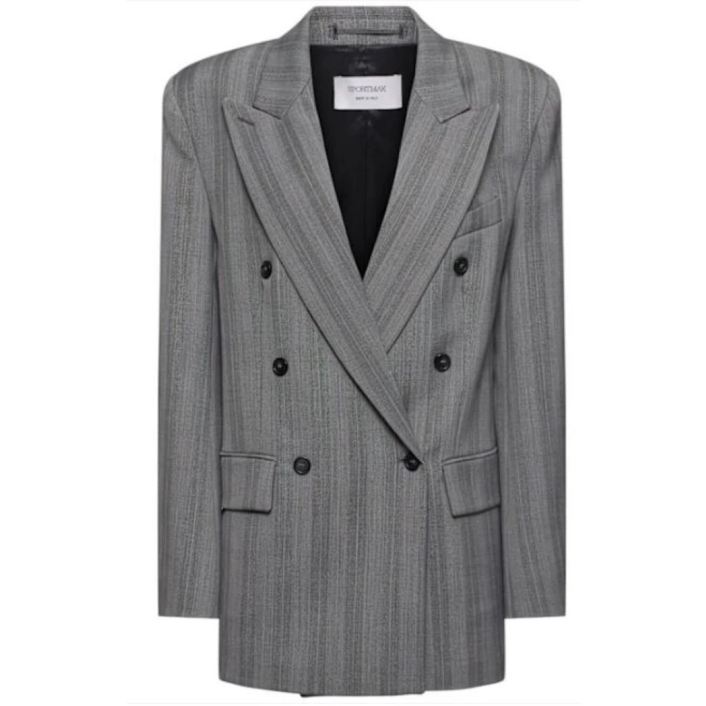 SPORTMAX Grijze Blazer Jas Dubbele Rij Knopen Gray Dames