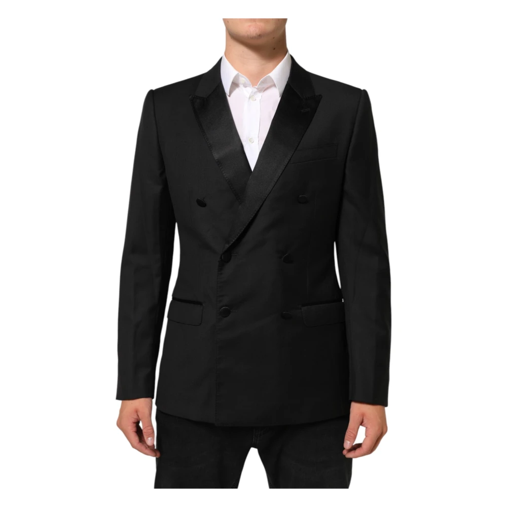 Dolce & Gabbana Men's Black Martini Double-Breasted Suit Blazer