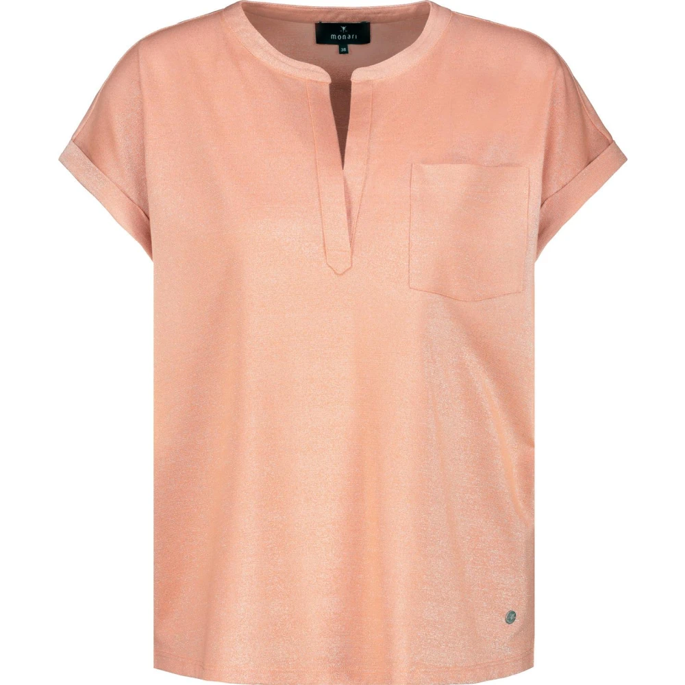 Monari Glinsterend T-shirt met Polyester en Viscose Orange Dames