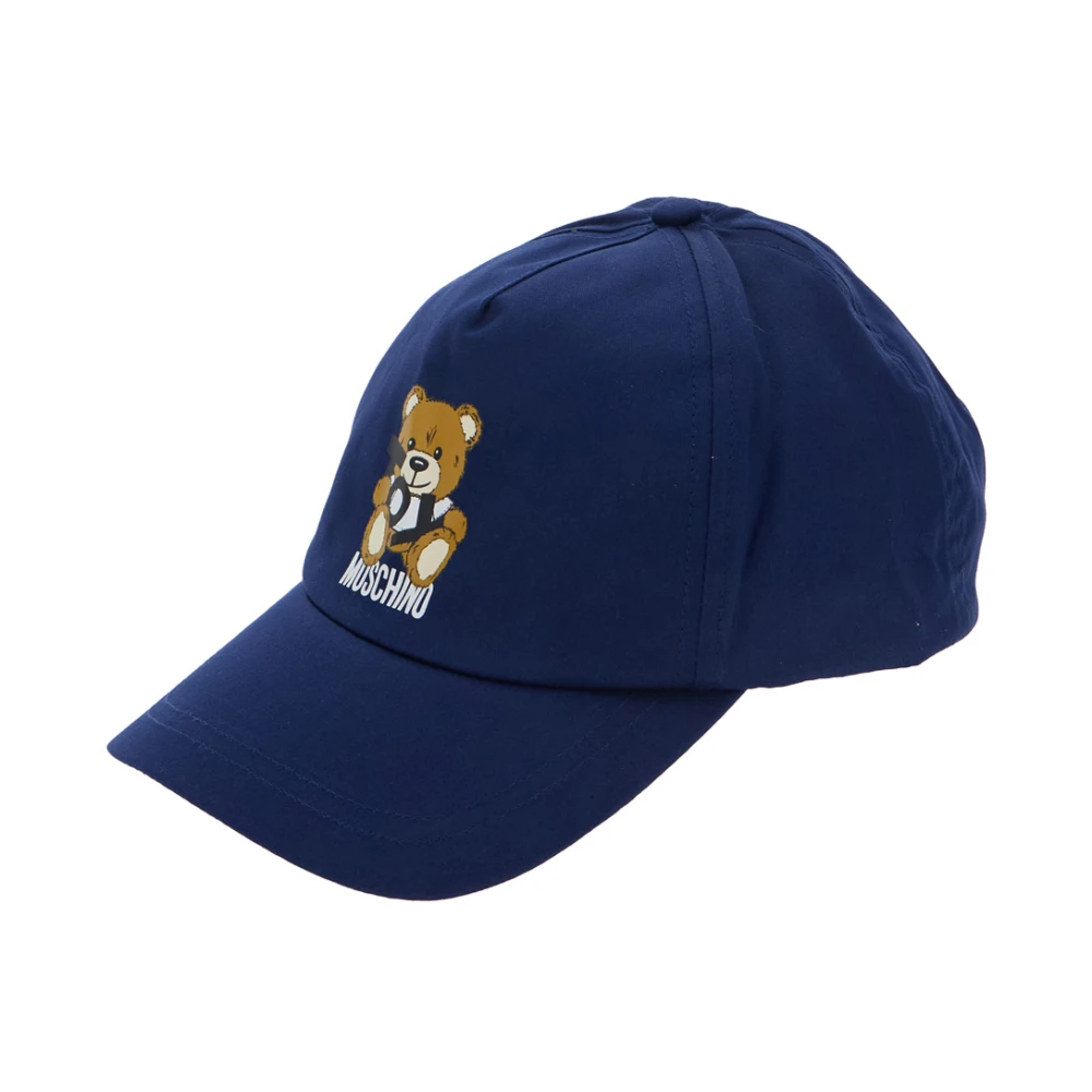 Moschino Blauwe Baseball Hat met Bear Print Blue Heren