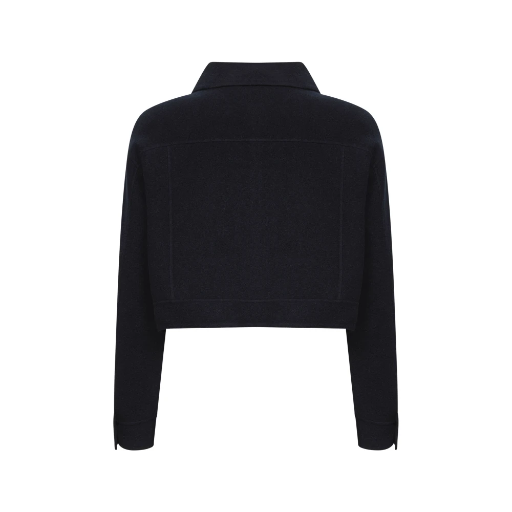 MAX MARA | Navy blue double jersey MXMPOGGIO cropped jacket | female | 42 - Image 3