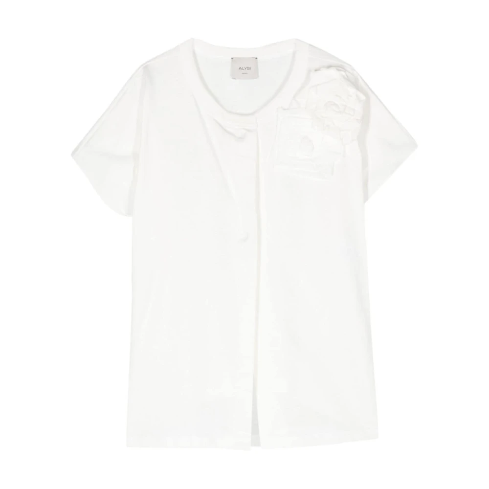 Alysi Bloemenapplicatie Wit T-shirt White Dames