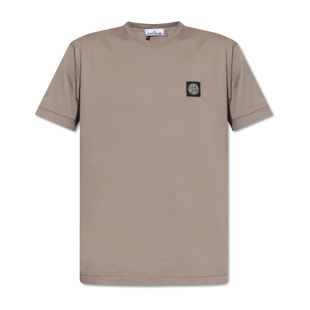 Stone Island Katoenen T-Shirt met Logo Patch Gray Heren