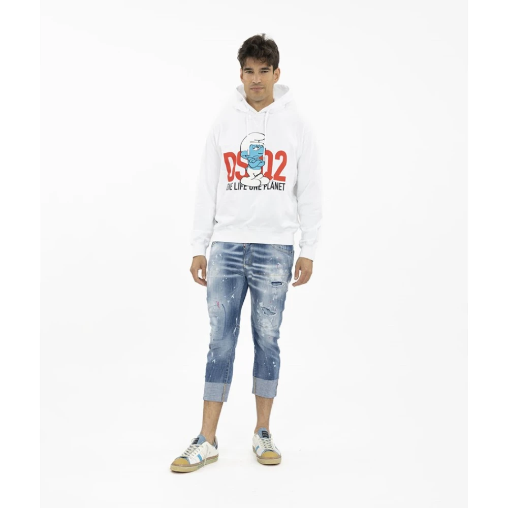 Dsquared2 Versleten Sailor Monogram Cropped Jeans Blue Heren