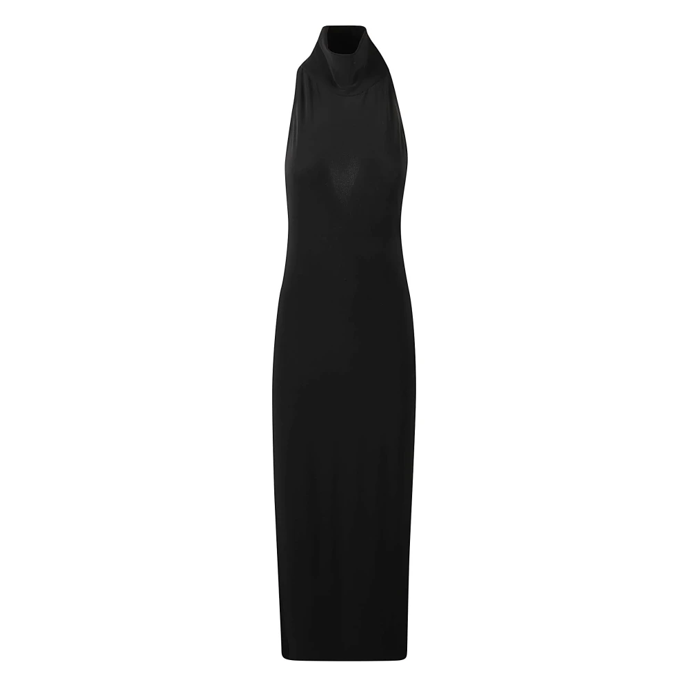 Norma Kamali Turtle Neck Side Split Jurk Black Dames