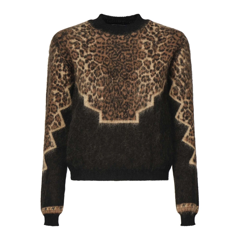 Dondup Women's Black Ribbed Crew Neck Sweater In