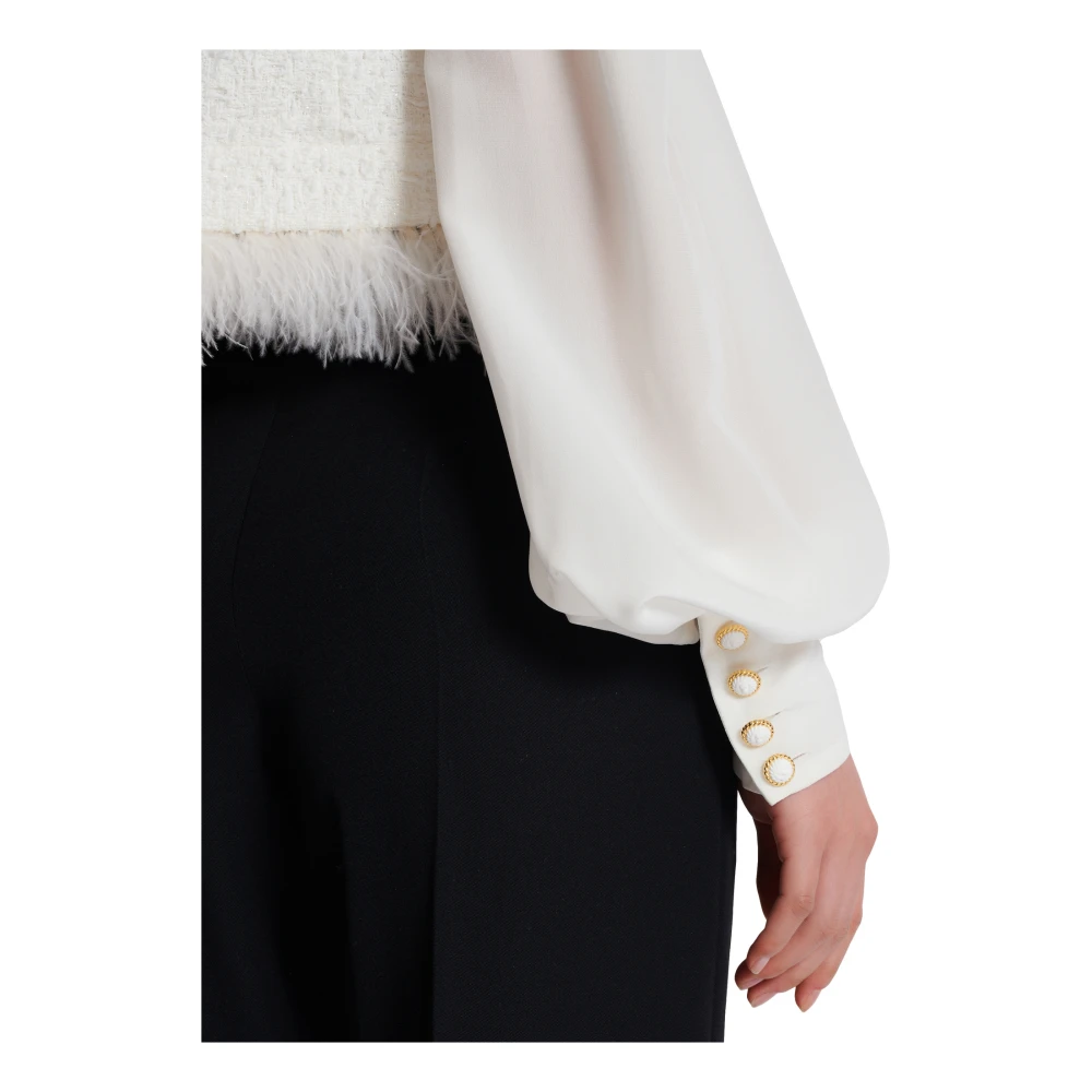 Balmain Tweed en crepe jas White Dames