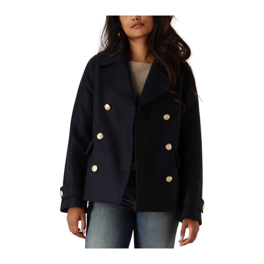 Tommy Hilfiger Wollen Peacoat in Donkerblauw Blue Dames