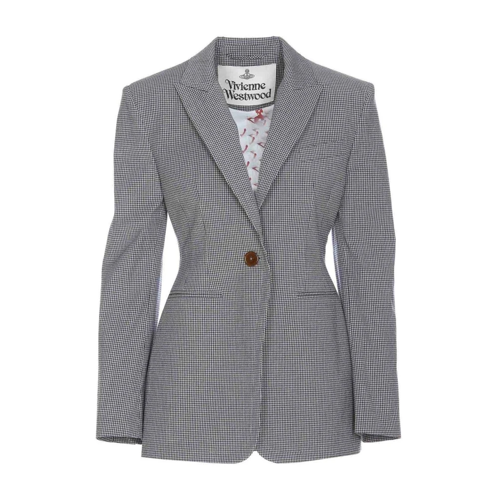 Vivienne Westwood Women's Gray Blazers, S, Checkered Cotton Jacket Italy