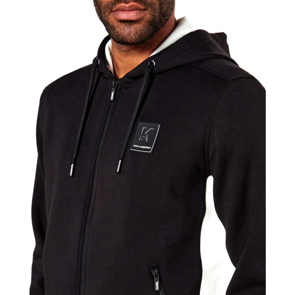 Karl Lagerfeld Zwarte sportjas met contrasterende accenten Black Heren