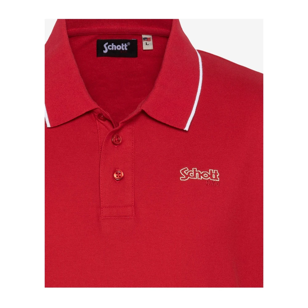 Schott NYC Rode Polo Shirt Paul Red Heren