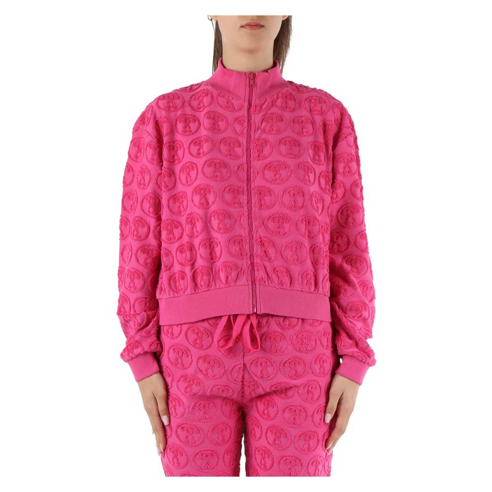 Moschino Sweatshirt met ritssluiting van katoen Pink Dames