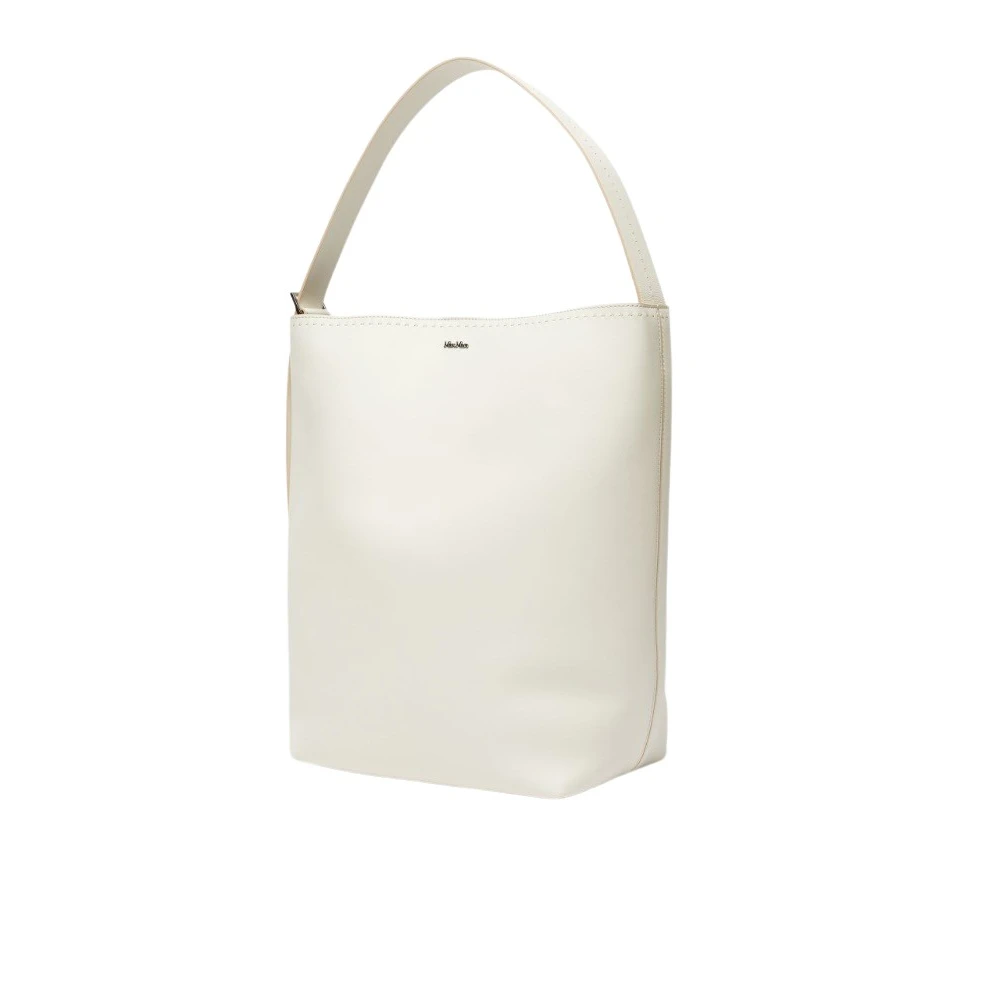 Max Mara Stijlvolle Leren Schoudertas met Verstelbare Band White Dames