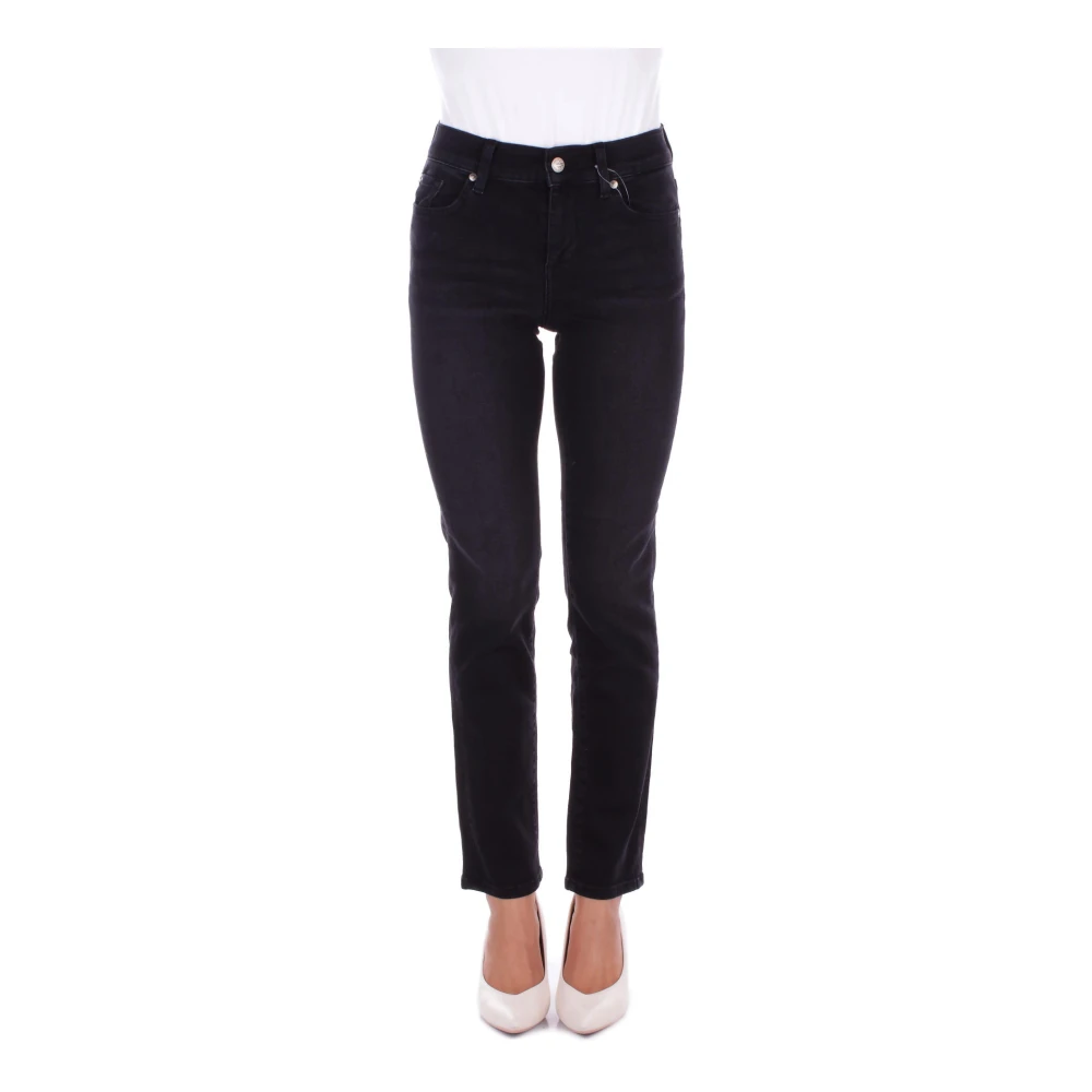 Liu Jo Zwarte Skinny Stretch Jeans met Strass Details Black Dames