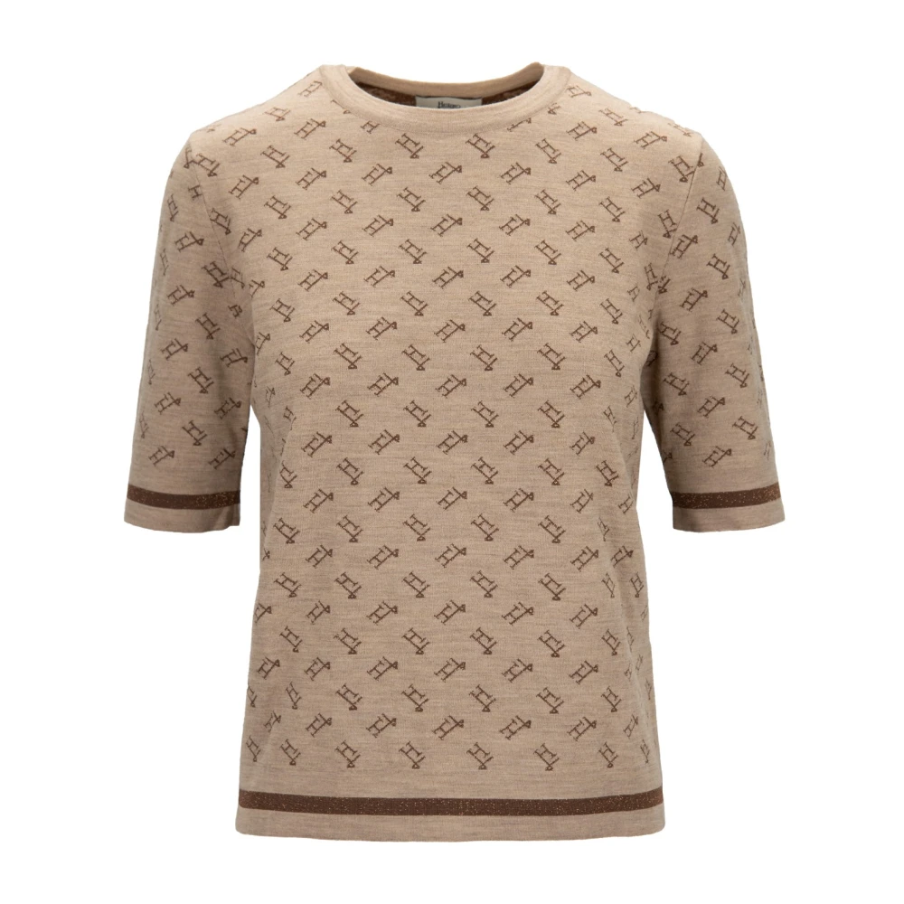 Herno Metallic Logo T-shirt Beige Dames