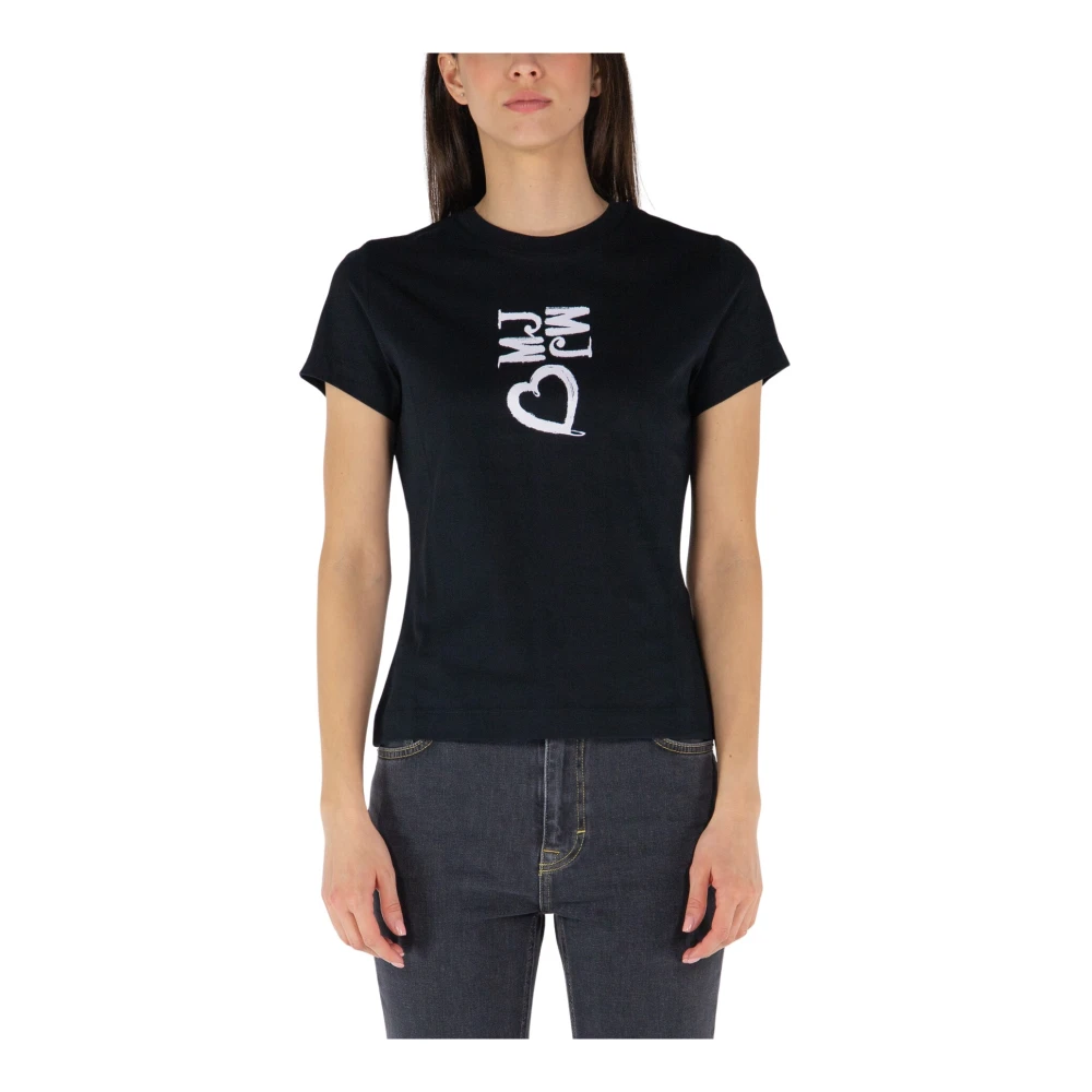 Moschino Monogram Fitted Tee Black Dames