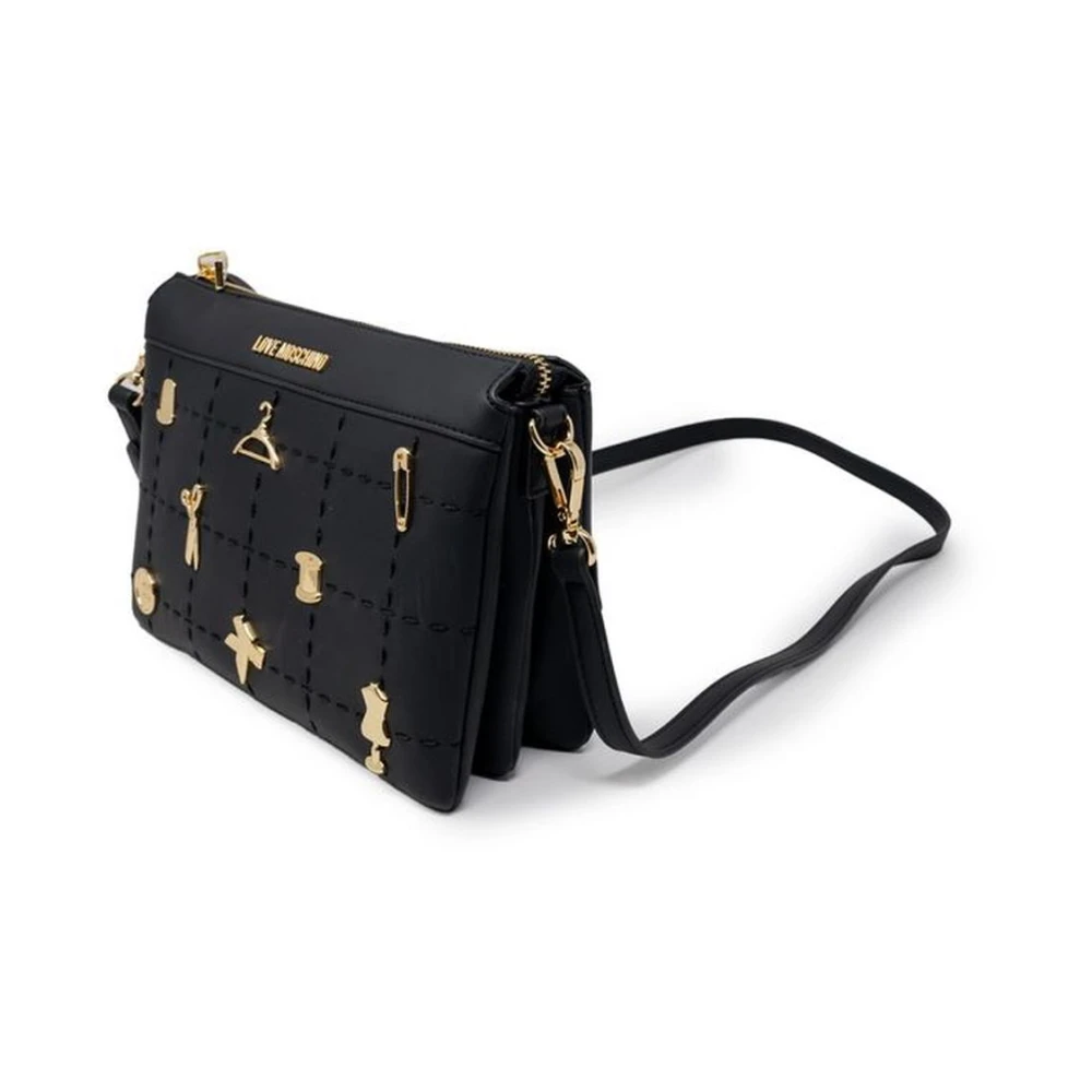 Love Moschino Gestructureerde polyurethaan handtas herfst winter collectie Black Dames