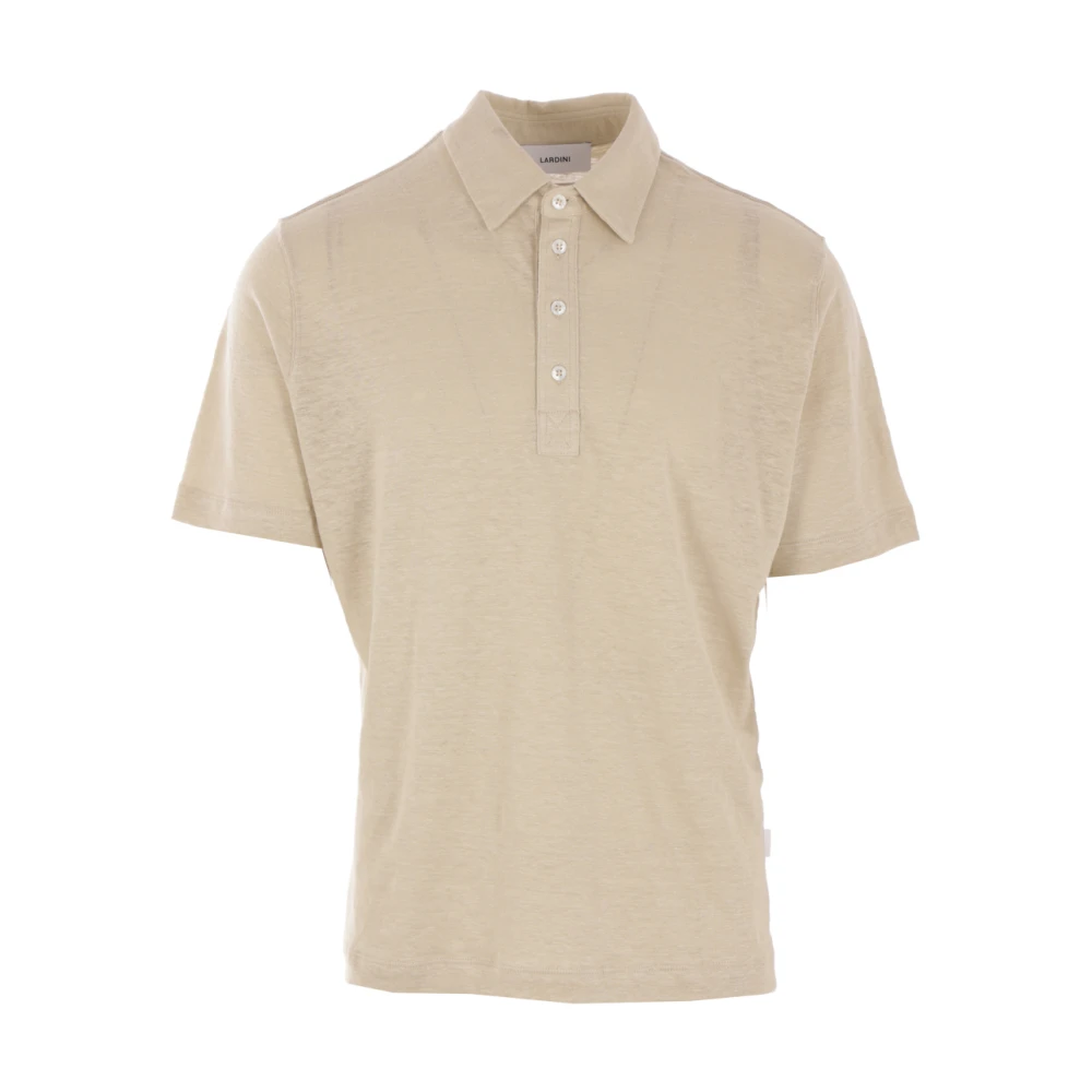 Lardini Beige Linne Polo Tröja Beige, Herr