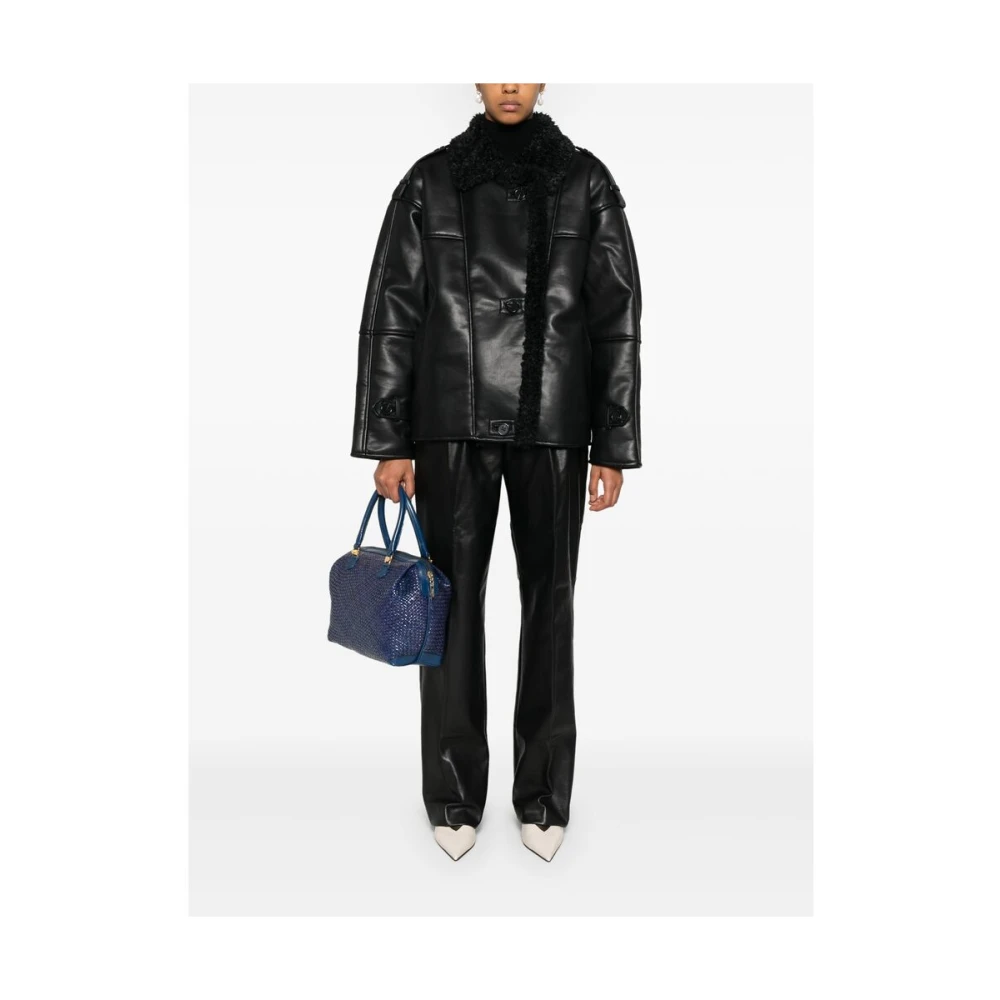 The Garment Zwarte Leren Rechte Broek Black Dames