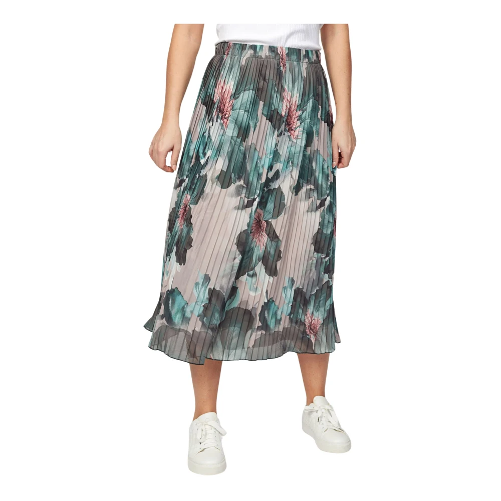 2-Biz Geplooide rok met groene bloemenprint Multicolor Dames