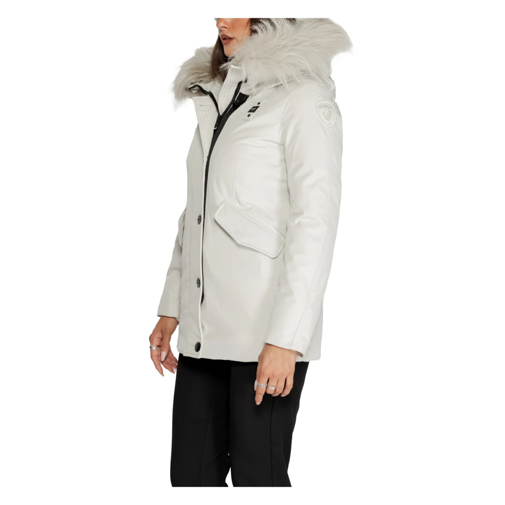 Blauer Witte Rits Hoodie Jas voor Vrouwen White Dames