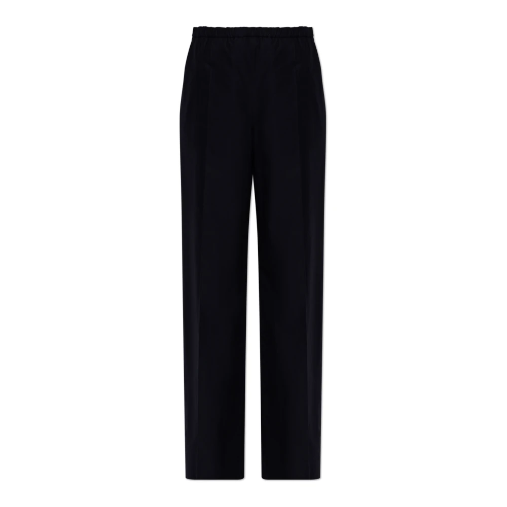 Moncler Blue Cotton Wide-Leg Trousers - Female - Wide Trousers - M - Trousers