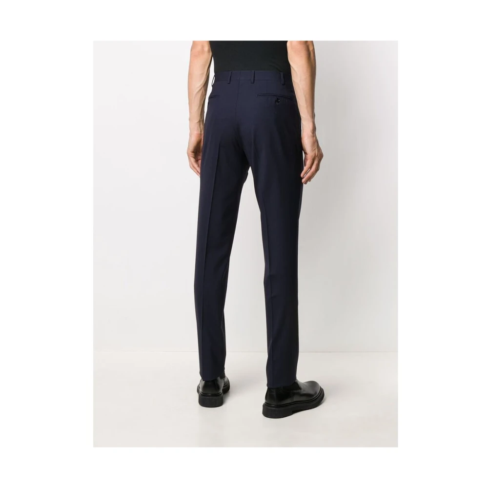Canali Marineblauwe Slim-Fit Broek van Wolmix Blue Heren