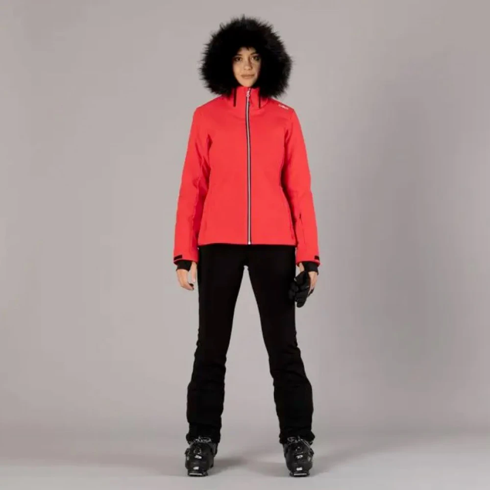 CMP Rode Winterjas met Nepbont Red Dames