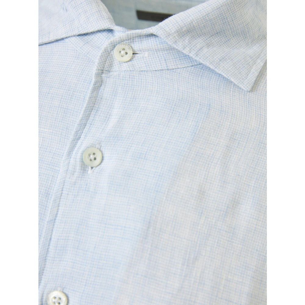 Corneliani Linnen Overhemd Made in Italy Blue Heren