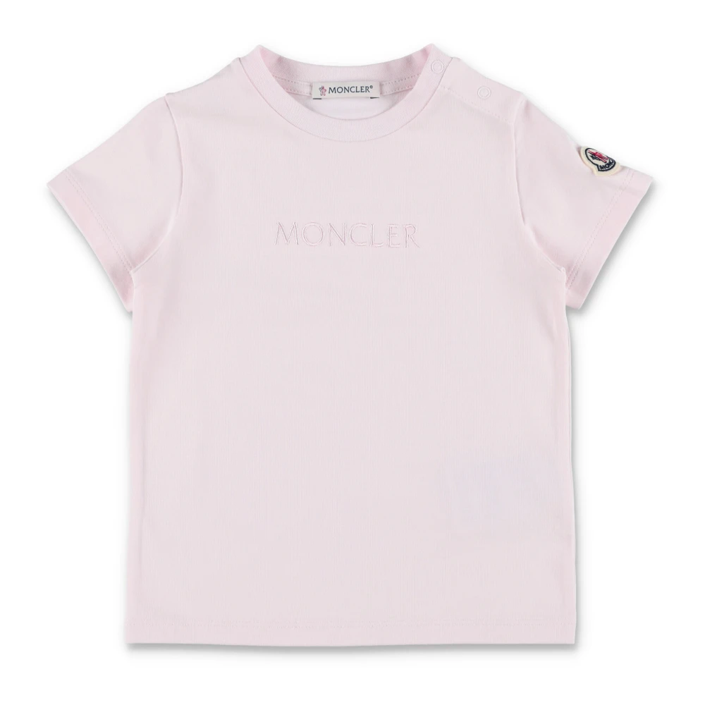 Moncler Girls Pink Kids Short Sleeve T-Shirts, 18 M, Tee Logo