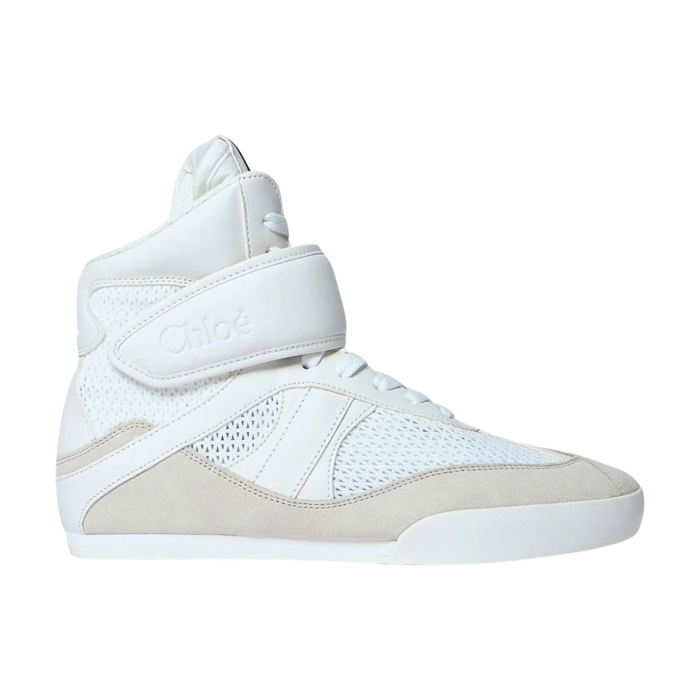 Chloé Suede Mesh High-Top Sneakers White, Dam